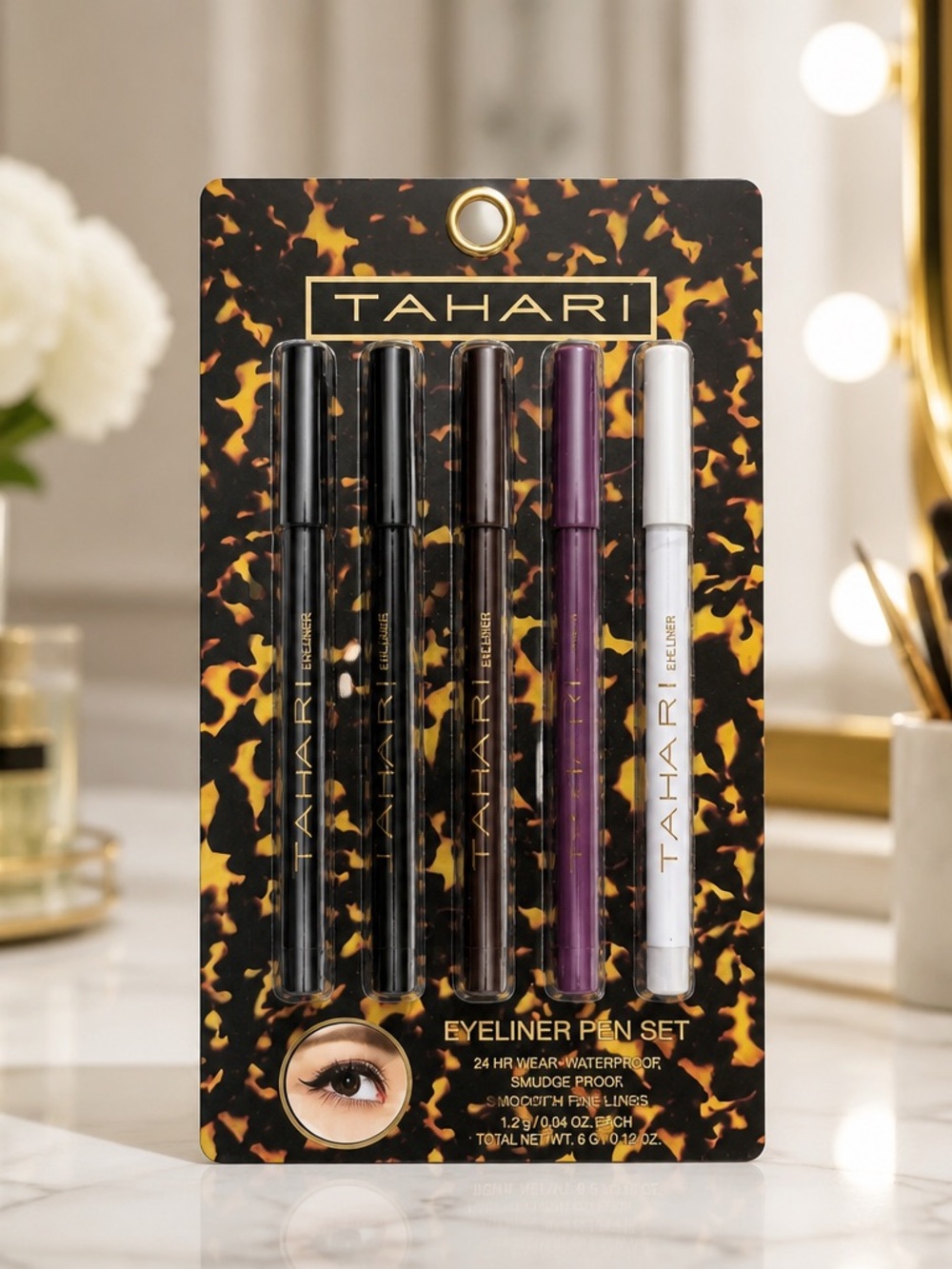 Tahari 5 Piece Eyeliner Pen Set Waterproof Assorted Colors New